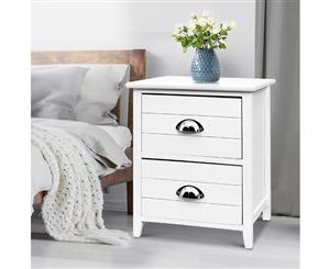 Bedside Tables Drawers Side Table Cabinet Nightstand White Vintage Unitx2