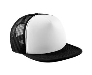 Beechfield Junior Vintage Snapback Mesh Trucker Cap / Headwear (Black/White) - RW200