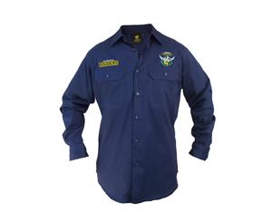 Canberra Raiders NRL LONG Sleeve Button Work Shirt NAVY