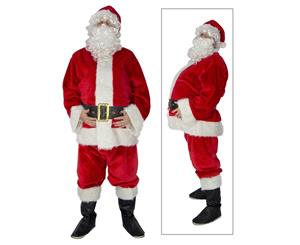 Christmas Warehouse Santa Suits & Wigs - Premium 7 Piece Full Santa Suit Kit - One Size Fits Most