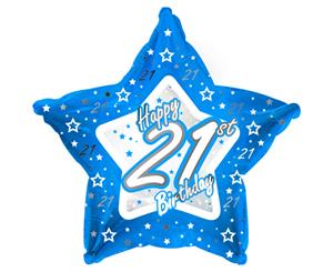 Creative Party Happy 21St Birthday Blue Star Balloon (Blue) - SG10567
