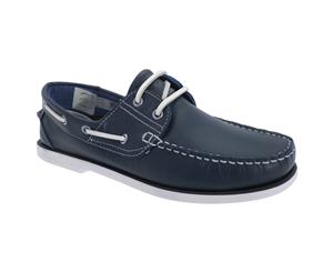 Dek Mens Leather Non Marking Moccasin Boat Shoes (Navy Blue) - DF765