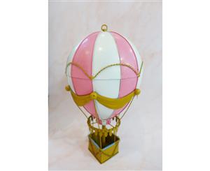 Diecast Metal Medium Pink Hot Air Balloon Decoration
