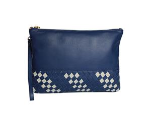 Eastern Counties Leather Womens/Ladies Carmen Wave Detail Clutch Bag (Blue/Stone) - EL123