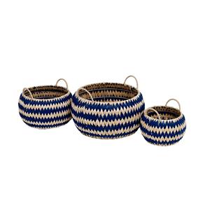 Flexi Storage Blue/Tan Flatweave Basket - Set of 3