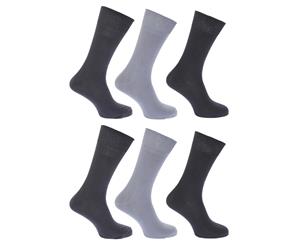 Floso Womens/Ladies Plain 100% Cotton Socks (Pack Of 6) (Shades of Grey) - W208