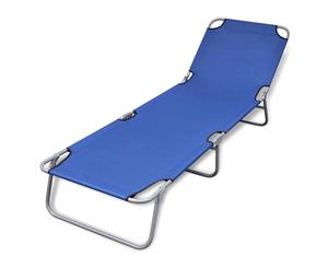 Foldable Sunlounger with Adjustable Backrest Blue Beach Chair Daybed