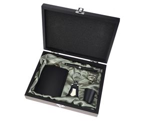 Hip Flask Gift Boxed Set Black