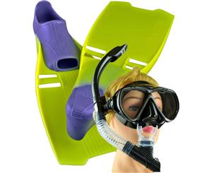IST YOUTH Size 5-6 Snorkelling Mask Snorkel Fins Flipper Set (size AU 5-6 shoe size) Yellow