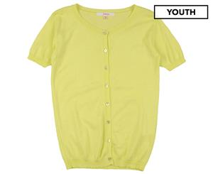 Jucca Girls' Knitted Short Sleeve Cardigan - Yellow