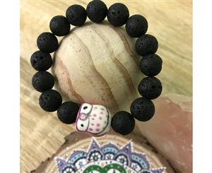 Kid's Ollie Owl and Lava Stone Aroma Diffuser Bracelet - Pink