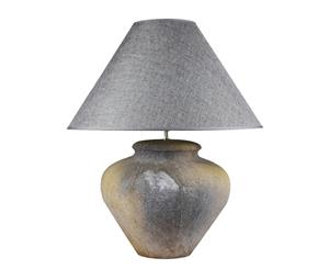 Laura Table Lamp Antique in Ceramic Base with Grey Shade