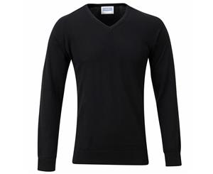 Maddins Kids Unisex V Neck Fully Fashioned Jumper / Sweatshirt (Black) - RW852