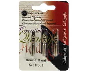 Manuscript Calligraphy Pen Nibs - Carded 3/Pkg-Round Hand - 1 2 & 3