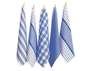 Milan Tea Towels 5-Piece Pack - Set of 4 (20 Towels) - Cobalt Blue