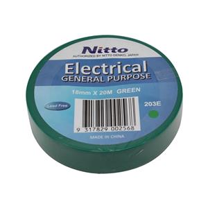 Nitto Denko 18mm x 20m Green PVC Electrical Insulation Tape