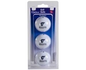 Official AFL GWS Giants Pack Of 3 Golf Balls White