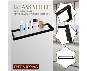 Omar Matte Black Glass Shelf Shower Bath Storage Holder 600mm