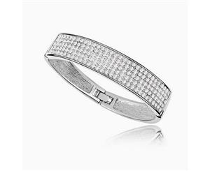 PAVE Crystal Bangle Bracelet - White Gold Plate - made with Swarovski Crystal Elements - Valentine's Day Gift Idea - Clear Crystal