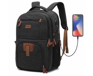 POSO 17.3 Inch Laptop Travel Backpack Computer Bag-Canvas Black