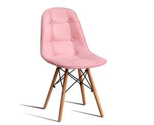 PU Leather Padded Eames Dining Chairs in PINK 4pcs