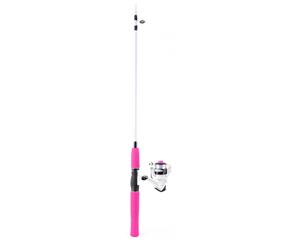 Pink Shakespeare 6 ft Hot Rod Kids Fishing Rod & Reel Combo With Design Your Own Rod Stickers