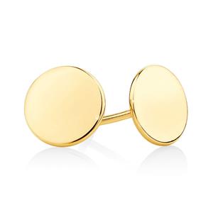 Plain Circle Stud Earrings In 10ct Yellow Gold