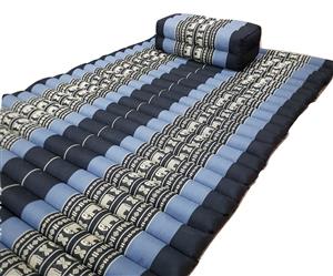 Roll Up Foldable Mattress Pillow Set Natrual Kapkok Filled Camping Bed BlueEle