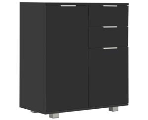 Sideboard High Gloss Black Chipboard Storage Cabinet Home Organiser