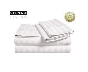 Sienna Living 1000 Thread Count American Pima Cotton Sheet Set King White Stripe