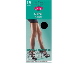 Silky Womens/Ladies Shine Tights Extra Size (1 Pair) (Black) - LW260