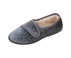Slumberzzz Womens/Ladies Velour Touch-Close Slippers (Blue) - 114