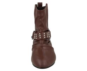 Spot On Childrens Girls Chain Strap Flat Ankle Boots (Burgundy) - KM613