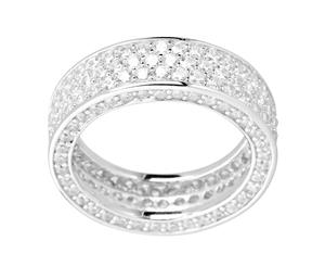 Sterling 925 Silver Pave Ring - THREE CZ LINES
