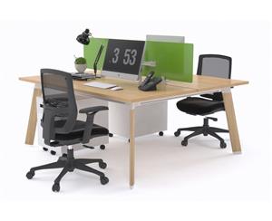 Switch - 2 Person Workstation Wood Imprint Frame [1200L x 800W] - maple green perspex