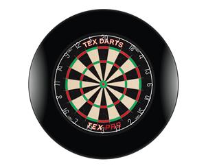 TEX Pro Genuine Bristle Dart Board and BLACK Dartboard Surround with Darts