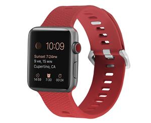 WIWU Silicone Plaid Sport Watch Band 38MM 42MM Soft Strap Watch Series 5/4/3/2/1-Red