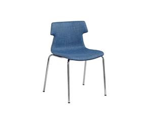 Wave Fabric Chair - 4 Legged Chrome - blue