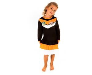 Wests Tigers NRL Girls Long Sleeve Dress Sizes 2-6