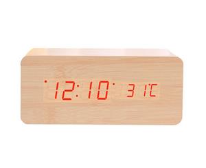 Wooden Alarm Clock with Qi Wireless Charging Pad-Light wood