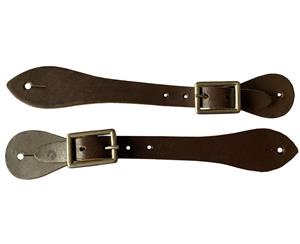 Youth Western Camp Drafting Leather Spur Straps Western Spurs Horse Riding Brown - Brown