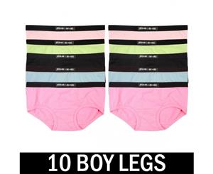 10 Mix Colour Pack Frank and Beans Underwear Womens Boyleg S M L XL XXL