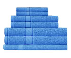 100% Combed Cotton 7 Pieces Bath Sheet Set Mid Blue
