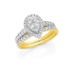 18ct Gold Diamond Pear Shape Bridal Set