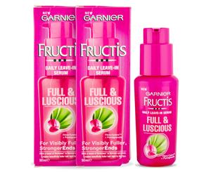 2 x Garnier Fructis Full Luscious Daily Leave-In Serum 50mL