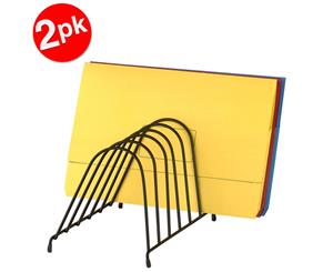 2PK Marbig Wire Angled Desk Paper/Folder Holder/Rack 6 Slot Organiser for Office