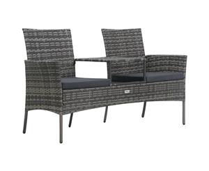 2-Seater Garden Sofa with Tea Table Poly Rattan Anthracite Outdoor Sets
