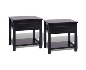2x Bedside Cabinets Wood Black Bedroom Nightstand Table Unit Furniture