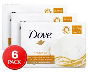 3 x 2pk Dove Soap Bar Cream Oil 100g