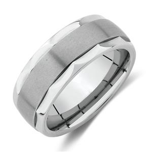 8.5mm Patterned Ring in White Tungsten
